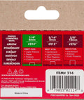 Back view of packaging for Thin Wire Staples For Upholstery And Crafts Staplers One Quarter Inch Leg And Seven Sixteenth Inch Crown Grey 1000 Pack.