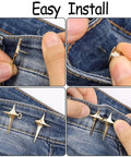 Installing 8 Sets Adjustable Star Button Pant Waist Tightener For Jeans And Skirts No Sew No Tools Detachable Decorative Waist Buckles