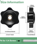 12 Pack 1/4-20 Star Knobs With Brass Insert Hex Head Thru Clamping Knobs showing size dimensions and threading fit