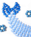 Ball Pit Balls Stars Moon Shapes Plastic Pitballs for Toddler Play Tent Baby Photo Props Kids Pool Water Toys Kiddie Pool Party Decor, Pearl Blue+Cream Blue+White,100PCS arranged in star and moon pattern.
