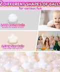 Ball Pit Balls 100 PCS, Star Shapes for Babies Kids Playpen Plastic Balls for Babies Ball Pool Puppy Playballs, Beige White Clear