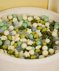 Ball Pit Balls 100 for Toddlers - Green Ball Pit Ball Shapes for Boys Girls Fun, Birthday Party, Christmas Decoration, Cream Colors Mix Green