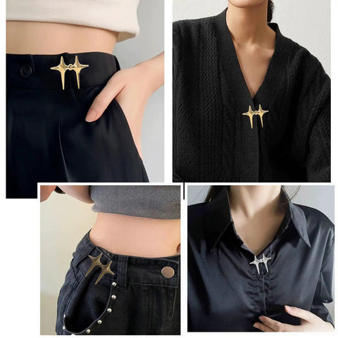 8 Sets Adjustable Star Button Pant Waist Tightener For Jeans And Skirts No Sew No Tools Detachable Decorative Waist Buckles
