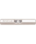 Starrett pocket level 2-1/2 inch, hex brass body with satin nickel finish, view of level showing precision bubble for alignment.