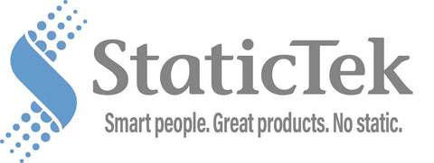 StaticTek logo with the tagline 'Smart people. Great products. No static.'