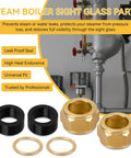 Pro Grade Sight Glass Steamer Parts Kit For Five Eighth Inch ID Valves And Tubes, gaskets, washers, brass nuts displayed.
