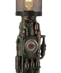 Steampunk Industrial Piping Tower Beacon Clock Mesh Table Lamp With Resin Base And Metal Mesh Shade Seventeen Point Seven Five Inches Tall Desk Light Analog Clock Face UL Listed 45 Watt Bulb Included Warm Vintage Brown Red Finish Vibe