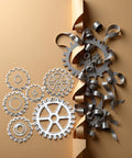 Steampunk Gear Die Cuts for Card Making and Scrapbooking, Metal Cutting Dies for Embossing and Cut Outs, craft tools displayed