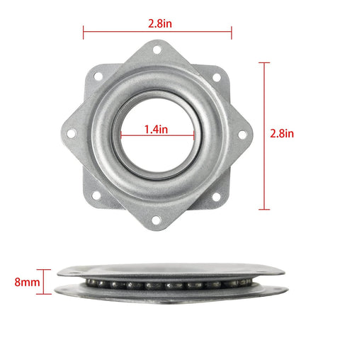 Top and side view of 2 Pack 3 Inch Lazy Susan Turntable Heavy Duty Steel Ball Bearing Square Rotating Tray with 200 lb Load Capacity
