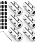 Six Piece 8mm Shaft Couplers Set with set screws and Allen wrench for dual 8mm shafts, machines, robots, CNC projects, steel build