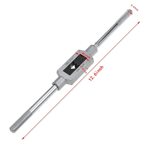 Front view of Beefy Adjustable Tap Wrench For M6 To M20 Fits One Quarter Inch To Three Quarter Inch Taps Steel Hand Tool