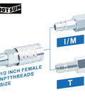Diagram of One Half Inch Air Hose Fittings Set With High Flow Industrial Style Coupler And Plugs Three Piece Steel Quick Connect Kit