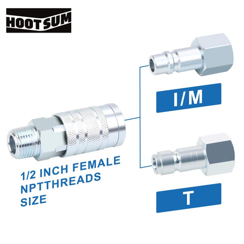 Diagram of One Half Inch Air Hose Fittings Set With High Flow Industrial Style Coupler And Plugs Three Piece Steel Quick Connect Kit
