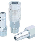 One Half Inch Air Hose Fittings Set With High Flow Industrial Style Coupler And Plugs Three Piece Steel Quick Connect Kit for air compressors