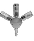 Steel Three Way Air Manifold With Universal Quick Connect Couplers 1/4 Inch Inlet And Outlets For Industrial Pneumatic Tools