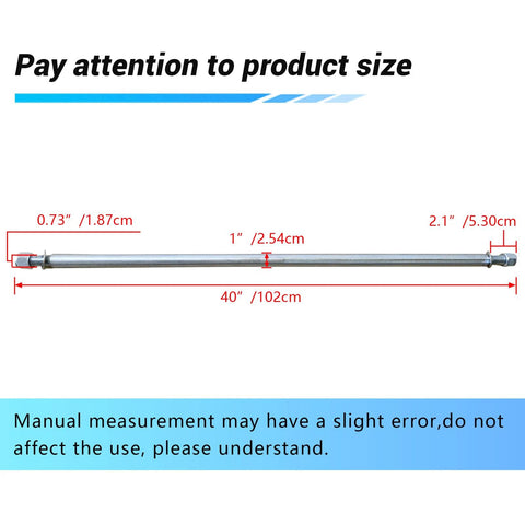 Diagram showing dimensions of Beefed Up Heavy Duty 1 Inch Diameter 40 Inch Steel Axle Rod With 1 To 3/4 Inch Step Down for ATVs.