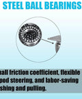 Close-up of steel ball bearings in 5 Inch Heavy Duty Anti Tangling Caster Wheels Set of 4 with Brakes, 360 Degree Swivel PU Casters.