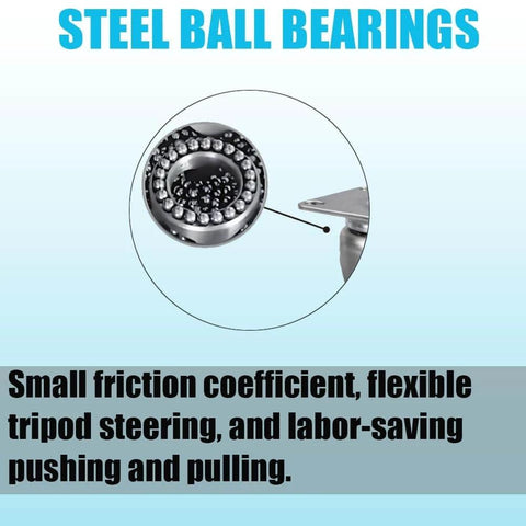 Close-up of steel ball bearings in 5 Inch Heavy Duty Anti Tangling Caster Wheels Set of 4 with Brakes, 360 Degree Swivel PU Casters.