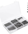 610 Piece Ball Bearings Set Loose Steel Bearings In Six Sizes 3/32 Inch 110 Pieces 1/8 Inch 100 Pieces 5/32 Inch 100 Pieces 3/16 Inch 100 Pieces 7/32 Inch 100 Pieces 1/4 Inch 100 Pieces Durable Precision For Small Motors RC Projects in a plastic case with divided compartments