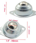 Six Pack Half Inch Bull's Eye Swivel Caster Wheels For Light To Medium Duty Conveyors, PZRT Brand, dimensions labeled
