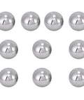 Nine steel balls displayed in a grid, reflecting light on their shiny surfaces. No utility cart visible. For the ✝️ 10-Pack Utility Cart.