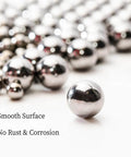 Close-up of smooth steel ball with smooth surface, highlighting no rust or corrosion, suitable for various mechanical applications.