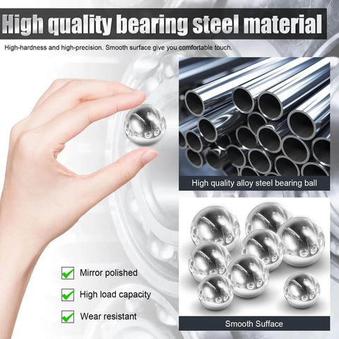 Close-up of high quality bearing steel balls and tubes, highlighting polished surface, load capacity, used in 2-Pack Utility Cart 38 mm Platform.