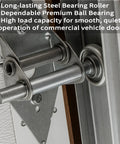 Installed view of Ten Pack Four Inch Stem Steel Garage Door Rollers For Two Inch Garage Track With Ten Ball Bearings Quiet Durable