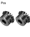 Two Bevel Gear 0.8 Module 1To1 15 Teeth Pinion 4mm Hole 4mm Shaft 45 Steel Black parts