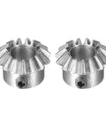 Two Pack Bevel Gear Set 0.8 Module With 1 To 1 Reduction 15 Teeth 6mm Shaft Hole Bevel Pinion Gear In 45 Steel With Black Finish