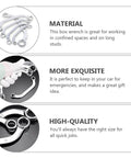 Five Piece Steel Box Wrench Set With 12 Point Metal Socket Spanners For Automotive And Home Repair, chrome vanadium steel kit