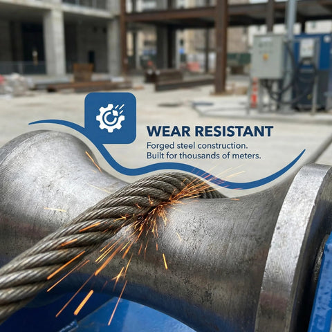 Image of Industrial Cable Pulley For Large Scale Laying And Wire Pulling Tools in use, highlighting wear-resistant heavy duty steel sheave.