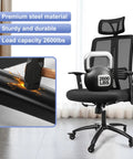 28 Inch Office Chair Base Replacement Part With Metal Base Wide Legs And Bottom Plate Stand Cylinder Two Wheels With Brakes For Stable Support Up To 2600 Lbs Heavy Duty Steel Construction Smooth Gliding Easy To Install And Durable shown installed on office chair.