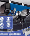Image of heavy-duty steel channel trolley hanger bracket supporting up to 1200 lbs on 1-5/8 inch strut channel, ideal for hoists.