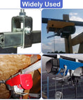 Heavy-duty steel channel trolley hanger bracket supports up to 1200 lbs on 1-5/8 inch strut channel shown in industrial setups.
