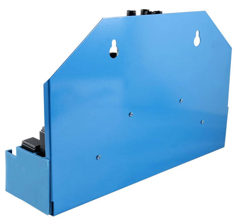 58 Piece Steel Clamping Kit With Wall Holder For Table Slot Five Eighths Inch And Stud Size One Half Inch With Thirteen Threads Per Inch Ideal For Heavy Duty Milling And Bridgeport Style Workpieces Accusize, showing a blue wall-mounted holder
