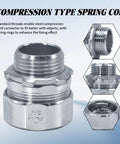 Ten Pack Three Quarter Inch Steel Compression Rigid Connector With Zinc Plated Threadless Design And Spring Coil