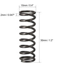 Compression Spring 1.2mm Wire Diameter, 10mm Outer Diameter, 30mm Free Length Steel Extension Spring, Black Finish
