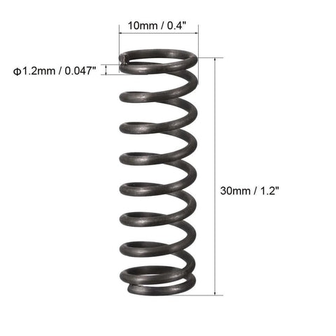 Compression Spring 1.2mm Wire Diameter, 10mm Outer Diameter, 30mm Free Length Steel Extension Spring, Black Finish