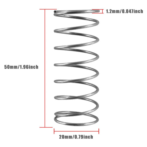 10 Pack Compression Springs Steel Coil Extension Springs With 0.047 Inch Wire Diameter 50mm Long 20mm Outer Diameter side view
