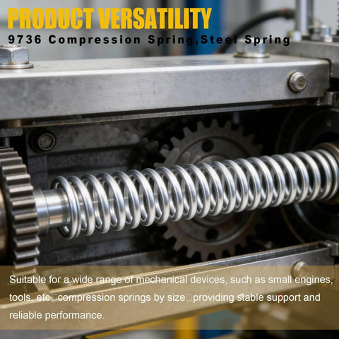 Installed view of beefy steel compression spring for machinery and tools 0.162 inch wire diameter 1.1 inch outer diameter 7 inch free length