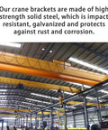 Industrial warehouse ceiling with heavy-duty crane brackets and steel beams