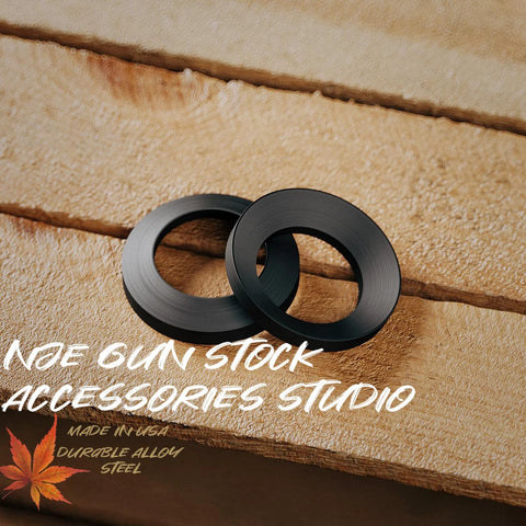 Close-up of steel CNC machined crush washers for 223/556 caliber rifles. Crush Washer Half Inch By Twenty Eight Steel For 223/556 Caliber Pack Of 5.