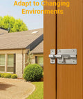 Beefy Heavy Duty Door Slide Latch Lock Kit With Twelve Screws Two Pack Keyless Entry Thickened Steel installed on wood gate