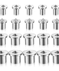 Dowel And Tenon Center Transfer Plugs For Dowel Centers And Doweling Pins Twenty Piece Drill Hole Tool Set in metallic chrome finish.