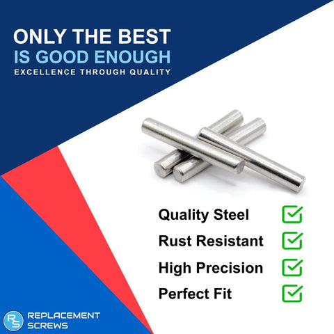 DIY Ready Replacement Dowel Pins for IKEA IVAR Bookcase Shelving System 6x40mm Plated Steel Pegs Pack Of 8 on white background with features listed