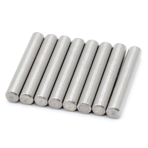 DIY Ready Replacement Dowel Pins for IKEA IVAR Bookcase Shelving System 6x40mm Plated Steel Pegs Pack Of 8 displayed in a row