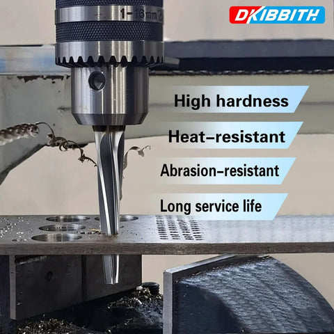 Drill press using 7 Degree Ball Joint Tapered Reamer With One And One Half Inch Per Foot Taper M2 6542 High Speed Steel