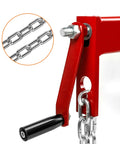 Close-up of Engine Load Leveler 4000 Lbs Capacity, Heavy Duty Steel Hoist Leveler with chains and red finish
