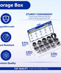 Premium Alloy Steel External Circlip Snap Ring Kit With 315 Piece Set displayed in storage box, showcasing 15 size assortment for shafts by Matell